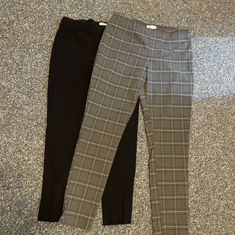 Calvin Klein Ladies Ankle Pants- 2 Pair - Black and Gray Plaid